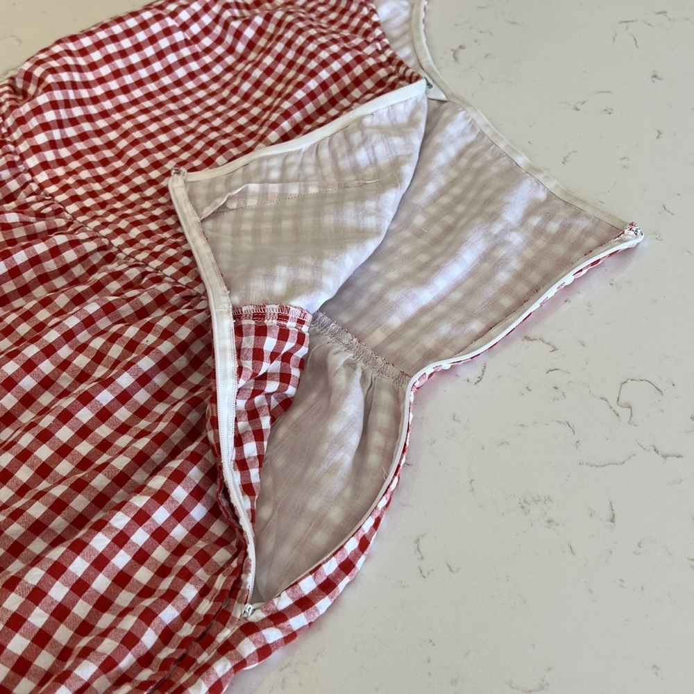 Crown & Ivy Red Gingham One Shoulder Cotton Dress Size 12 - Picture 8 of 13